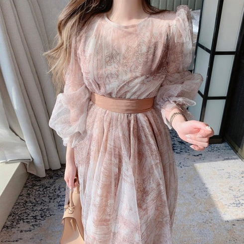 シフォンフラワーワンピ